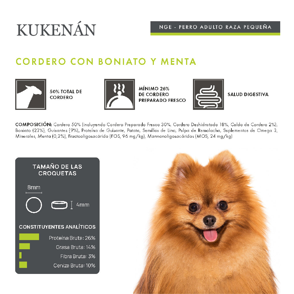 Kukenán Dog Adult Mini Cordero con Boniato y Menta