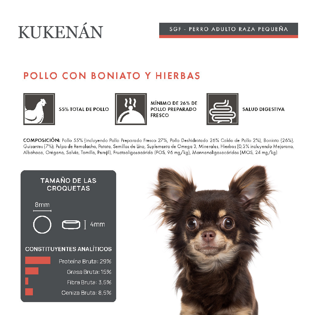 Kukenán Dog Adult Mini Pollo con Boniato y Hierbas