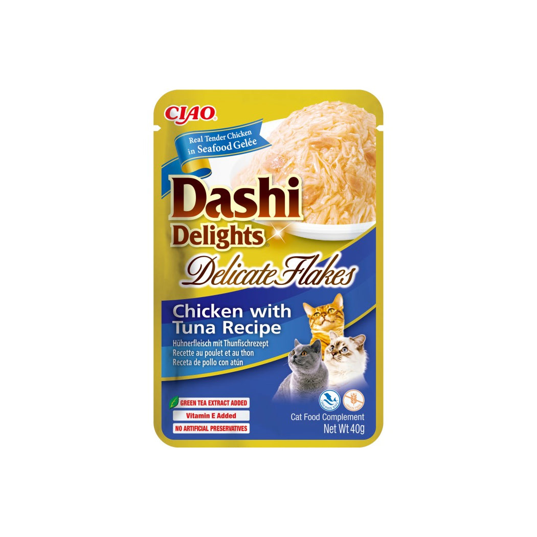 CHURU CAT DASHI DELICATE FLAKES POLLO Y ATUN 40 GR