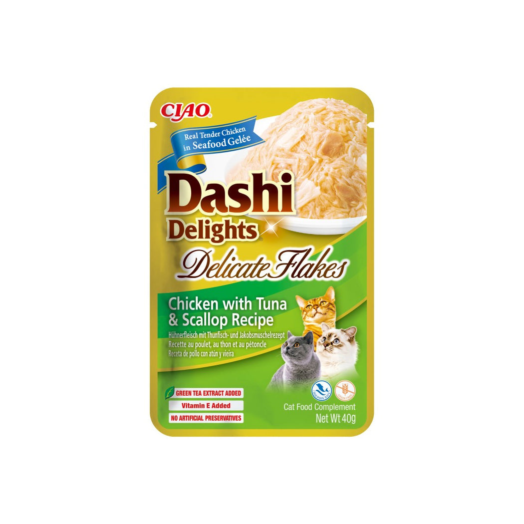 CHURU CAT DASHI DELICATE FLAKES POLLO, ATUN Y VIEIRA 40 GR