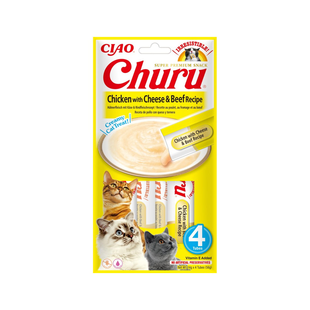 CHURU CAT POLLO CON QUESO Y TERNERA 4 X 14 GR
