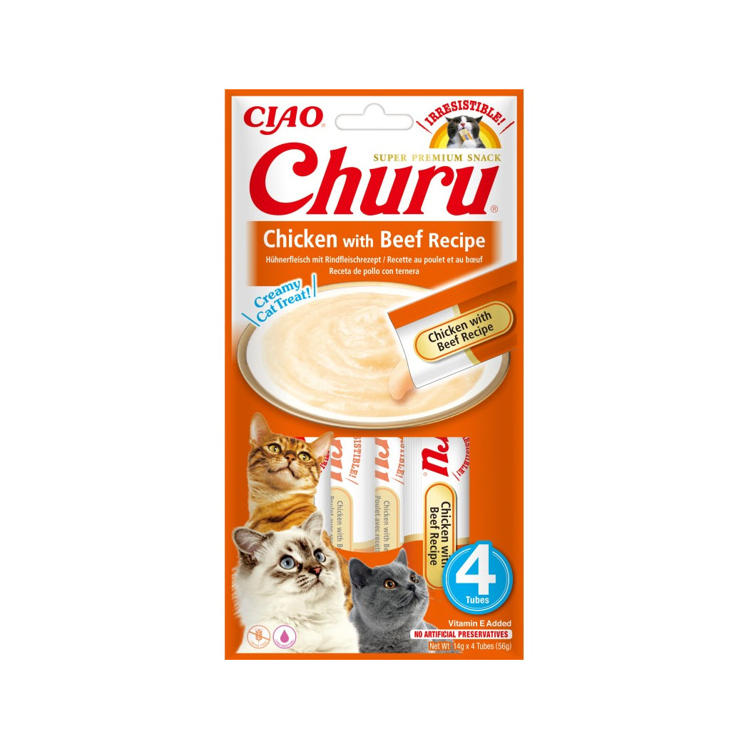 CHURU CAT POLLO CON TERNERA 4 X 14 GR