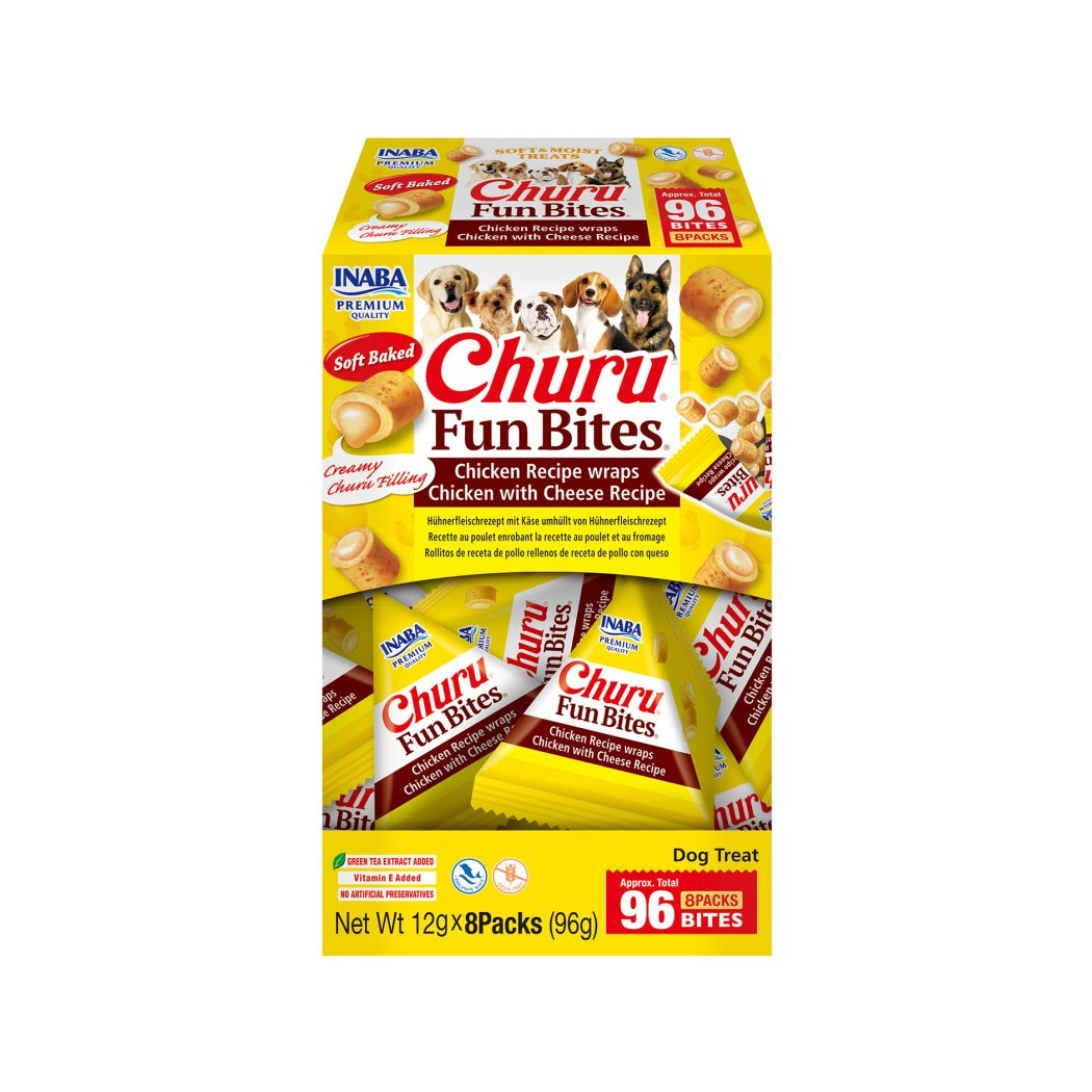 CHURU DOG FUN BITES POLLO CON QUESO CAJA 12 GR X 8 PACKS (96 GR) EUD741