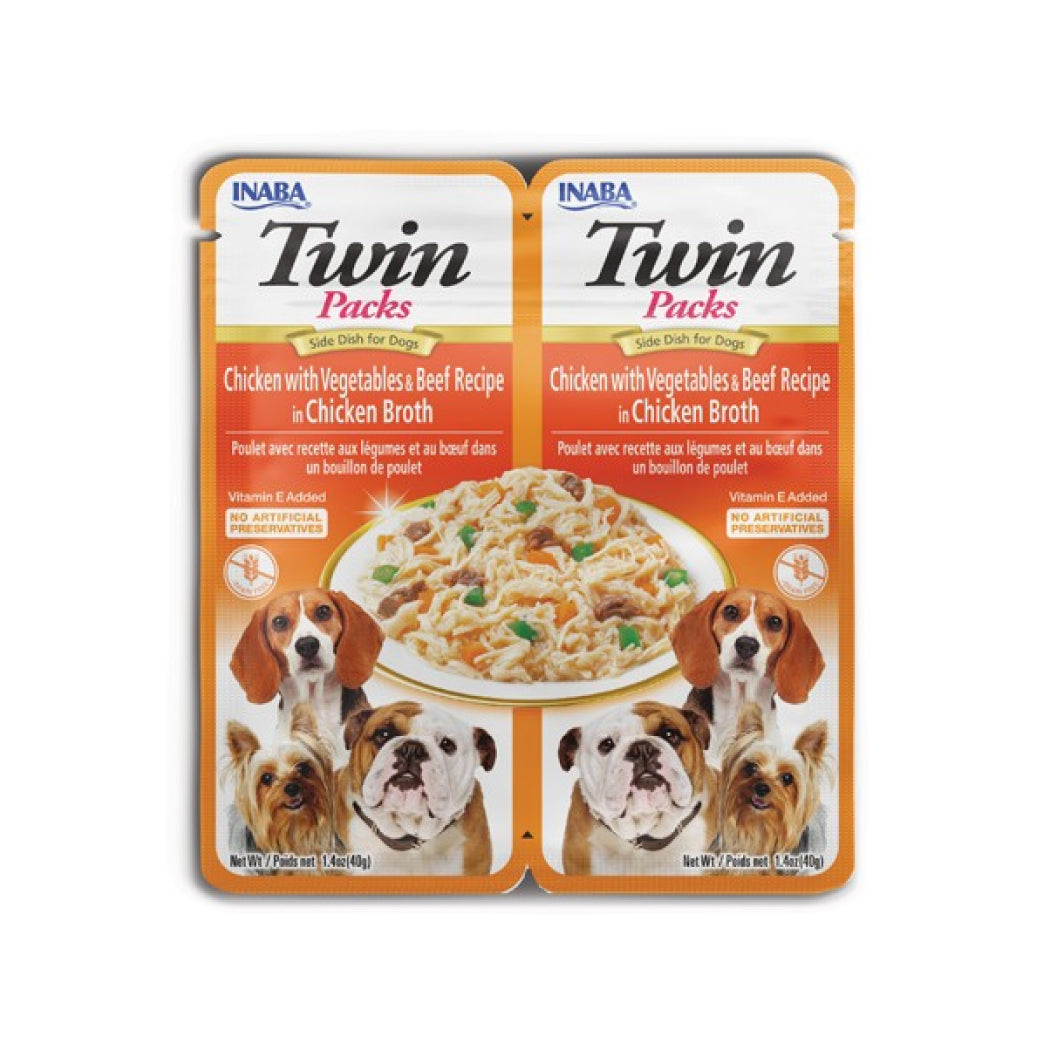 CHURU DOG TWIN PACK POLLO CON VERDURAS Y TERNERA EN CALDO DE POLLO 2 X 40GR