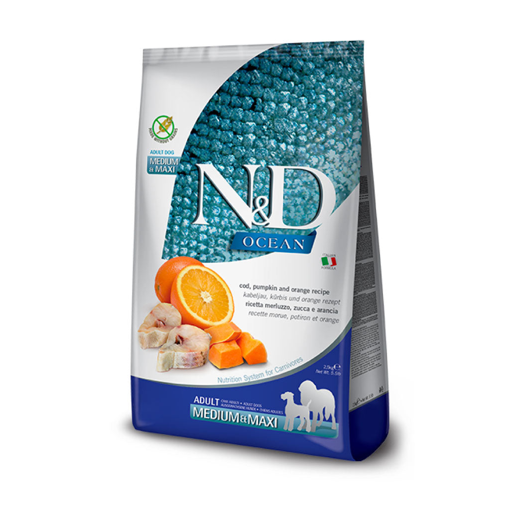N&D Ocean Medium & Maxi con bacalao, calabaza y naranja