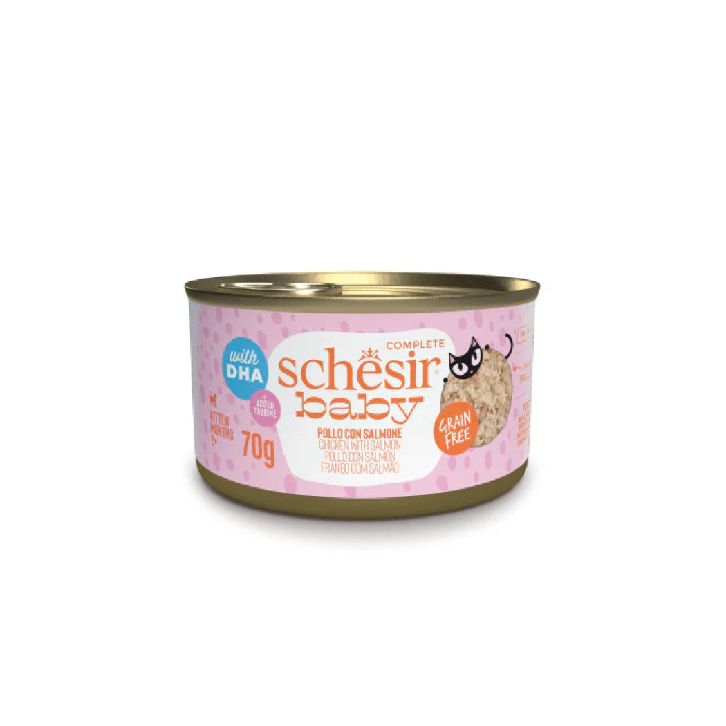 Schesir lata gato Baby Pollo Con Salmón mini filetes 70g
