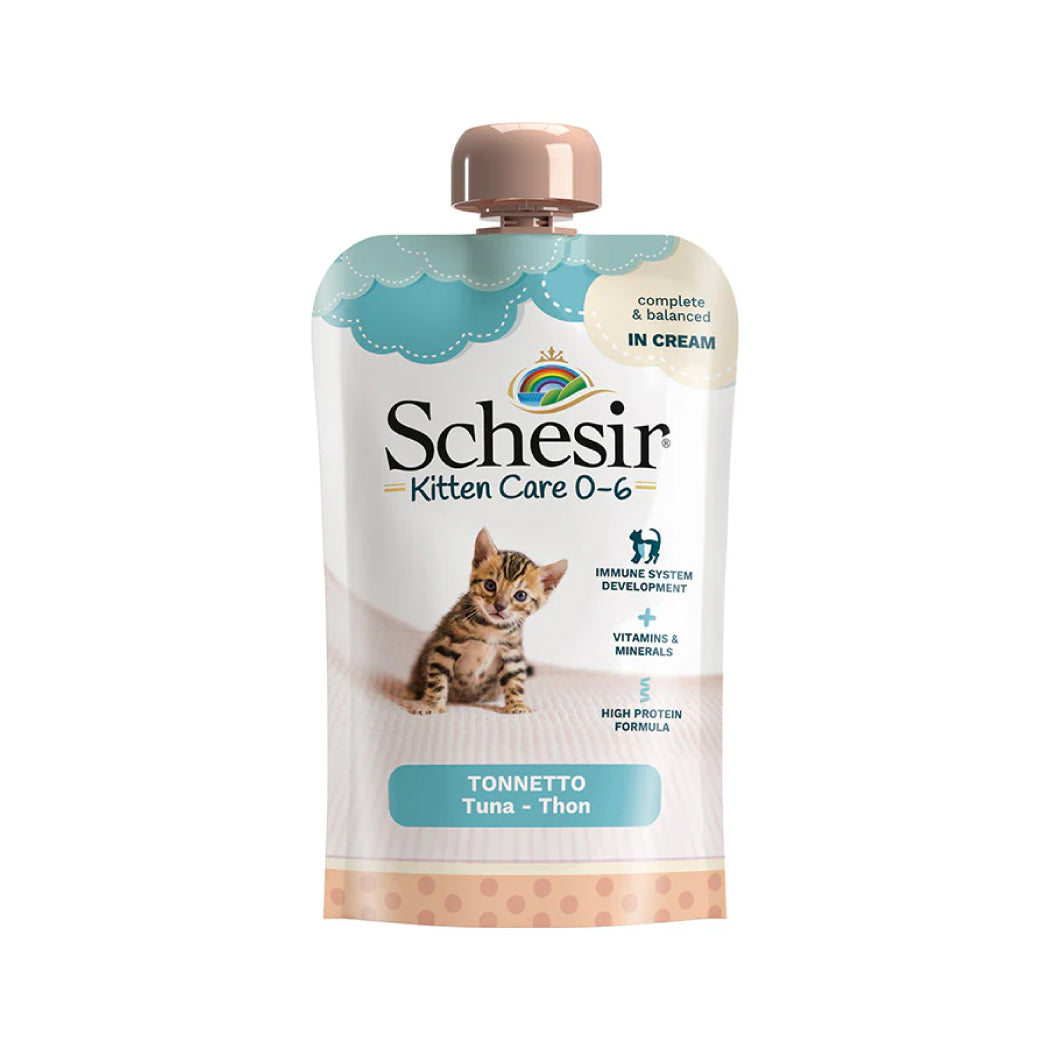 Schesir lata gato Kitten Care Atún Cream 0-6 150g