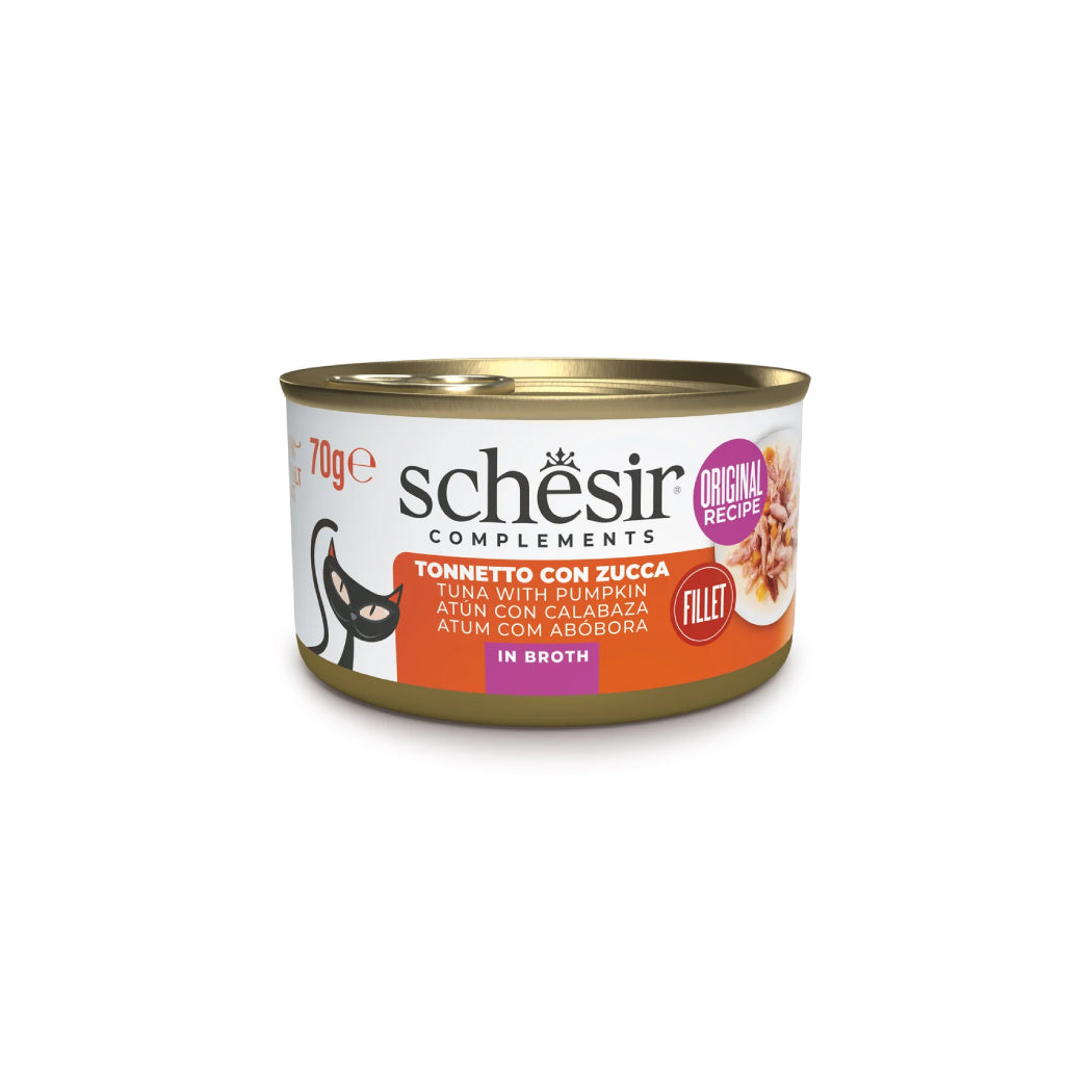 Schesir lata gato complementario Atún con Calabaza en caldo 70g