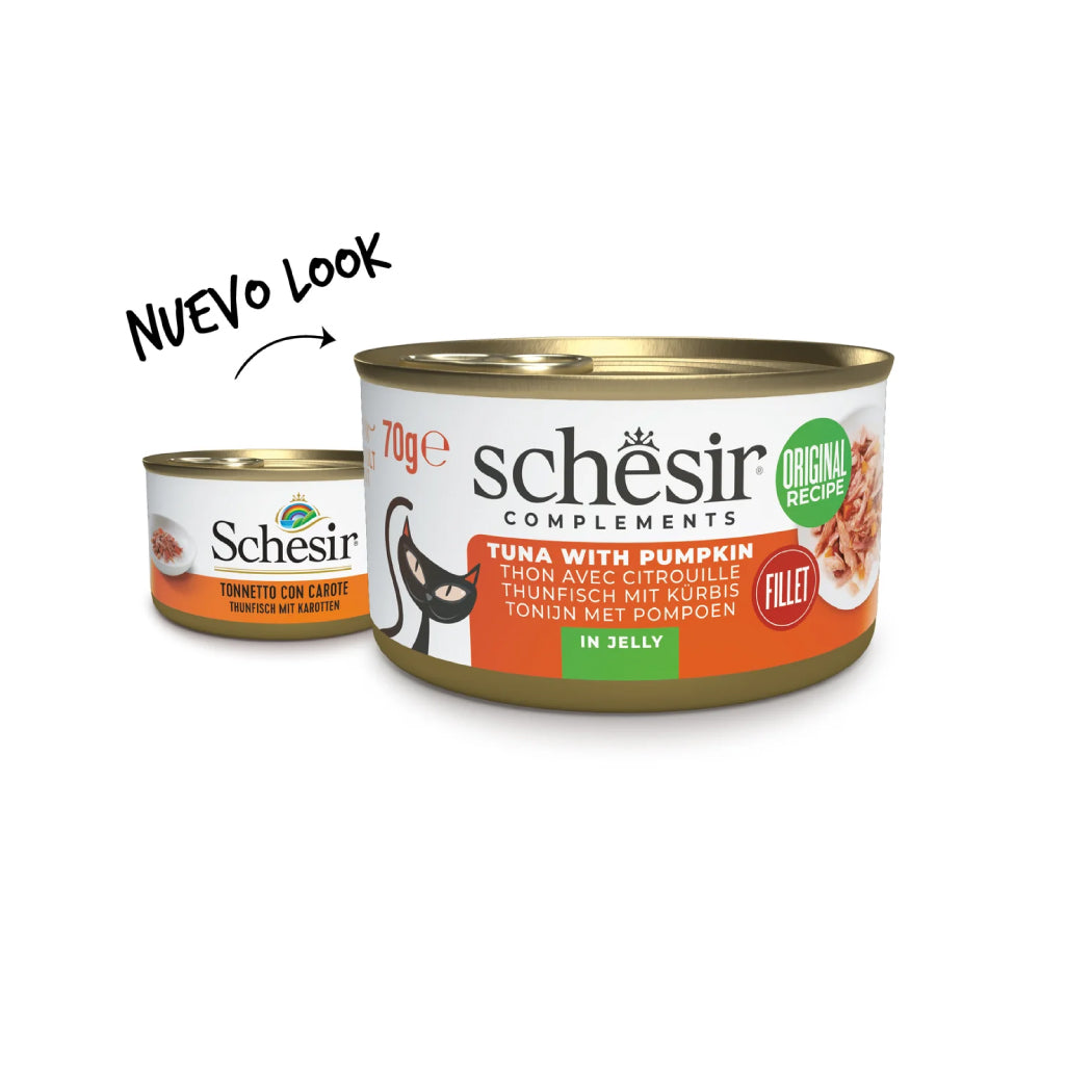 Schesir lata gato complementario Atún con Calabaza en gelatina 70g