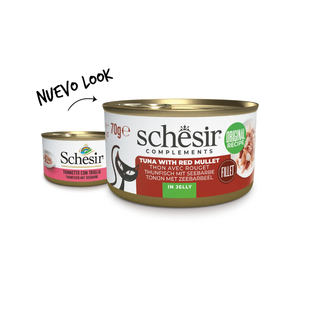 Schesir lata gato complementario Atún con salmonete en gelatina 70g
