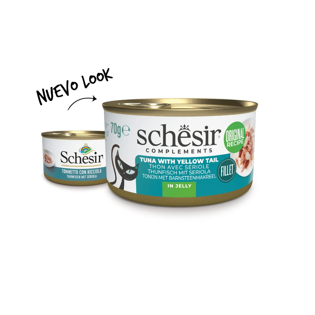 Schesir lata gato complementario Atún con seriola en gelatina 70g