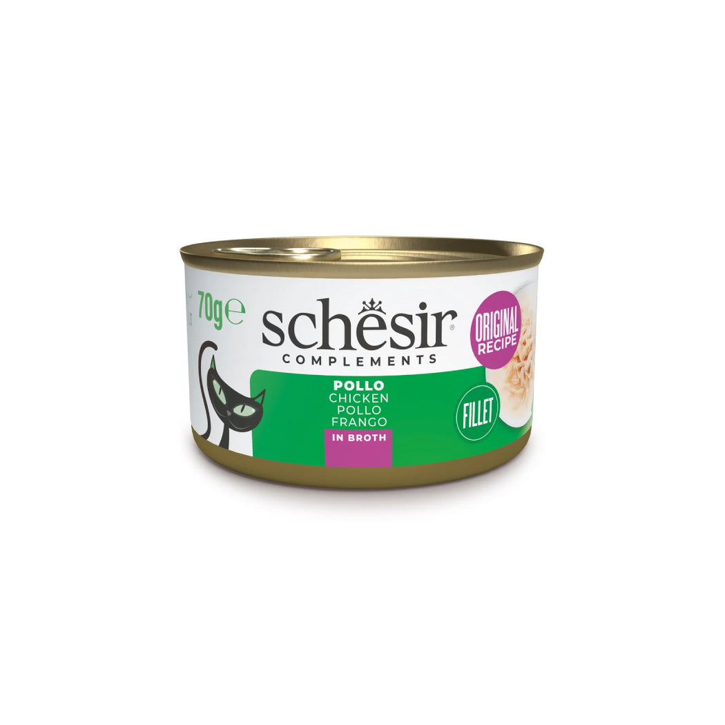 Schesir lata gato complementario Pollo en caldo 70g