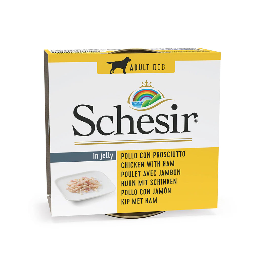 Schesir lata perro Pollo CON JAMÓN 150g