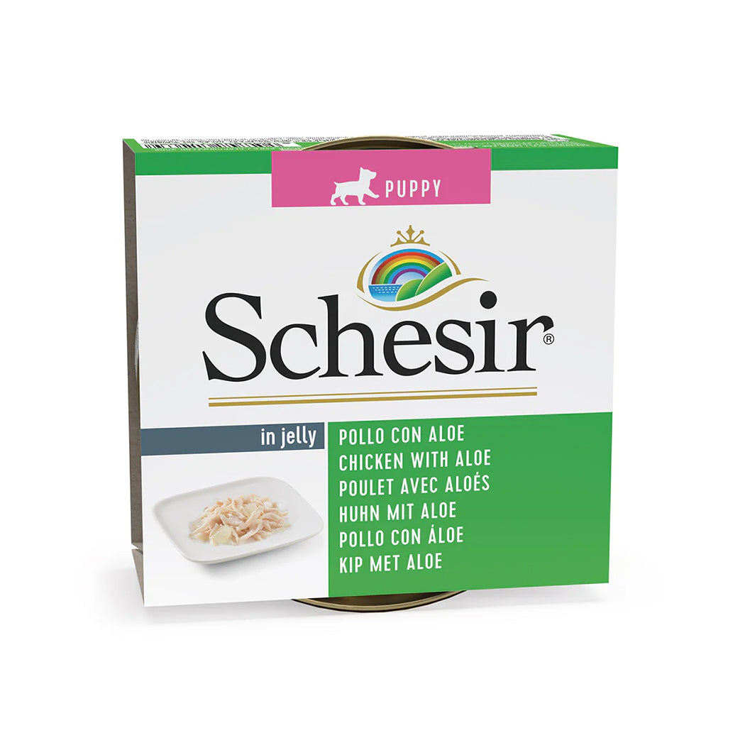 Schesir lata perro Puppy Pollo Con Aloe 150g
