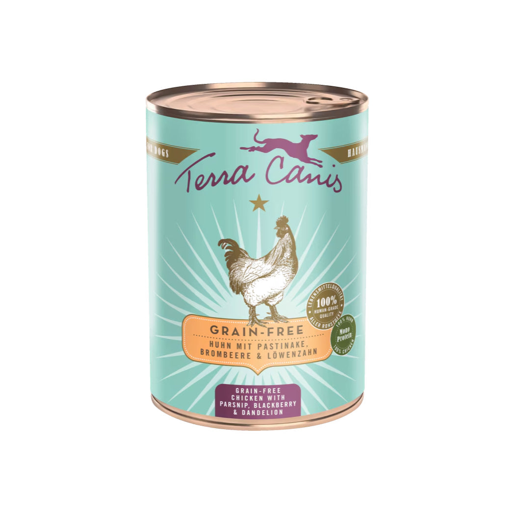 Terra Canis Grain-free Pollo con chirivía, zarzamora y diente de león 400g