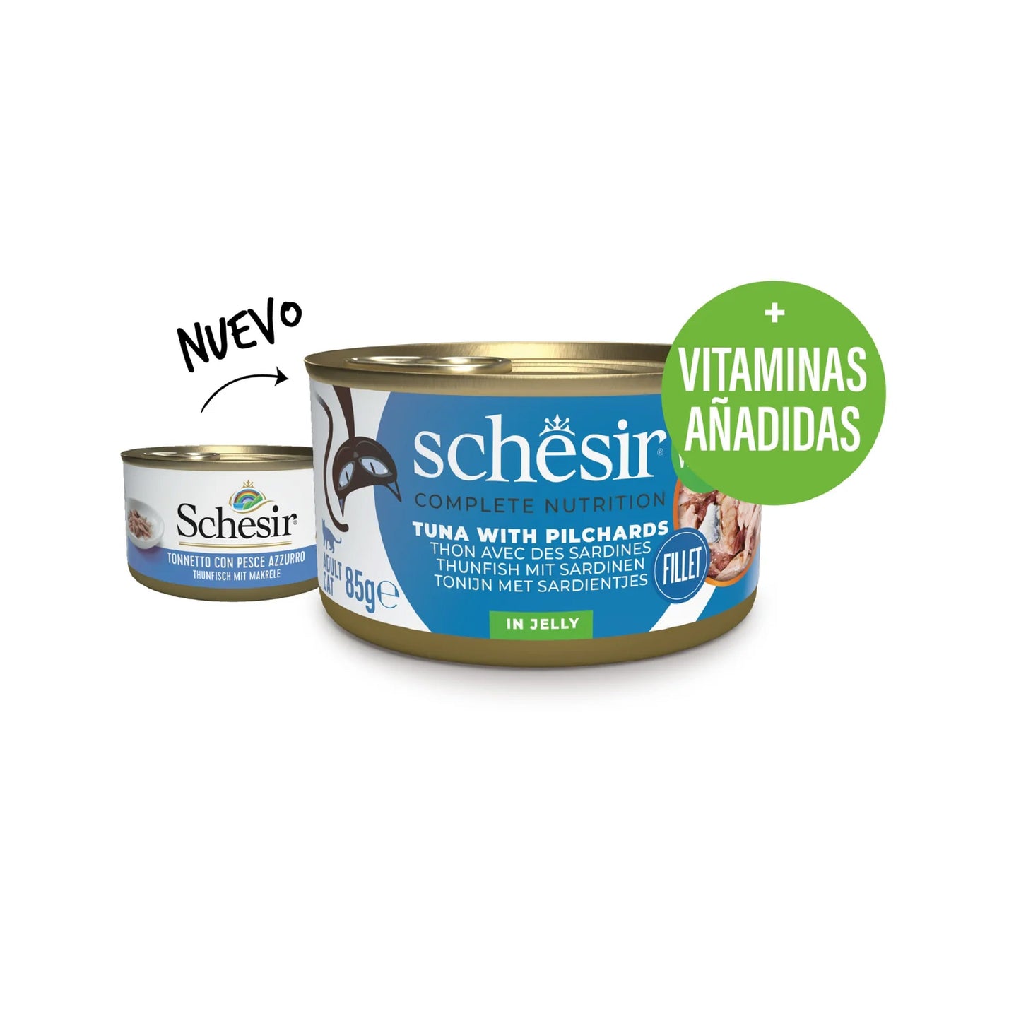 Schesir lata gato Atún con Sardinas en gelatina 85g