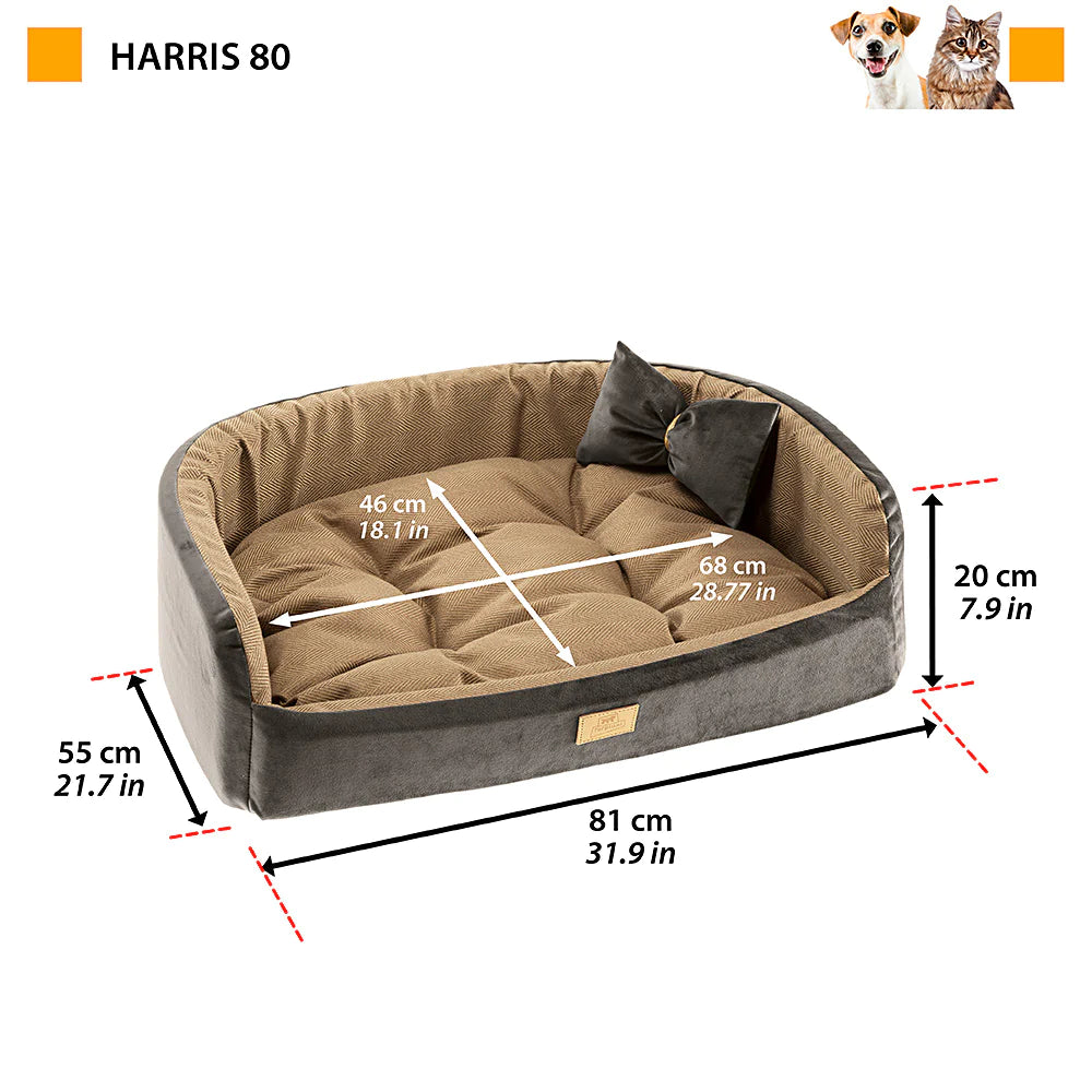 Bed with cushion for dogs and cats, Harris 80cm