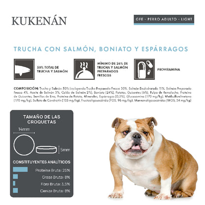PIENSO GRAIN FREE TRUCHA CON SALMÓN, BONIATO Y ESPÁRRAGOS KUKENÁN