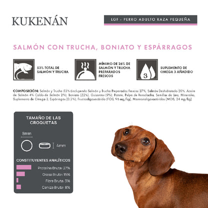 Kukenán Dog Adult Mini Salmón con Trucha, Boniato y Espárragos