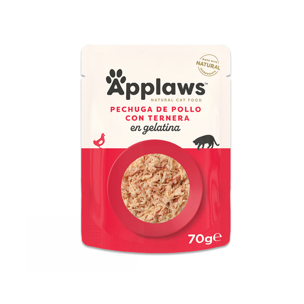 APPLAWS CAT SOBRE POLLO Y TERNERA EN GELATINA 70GR