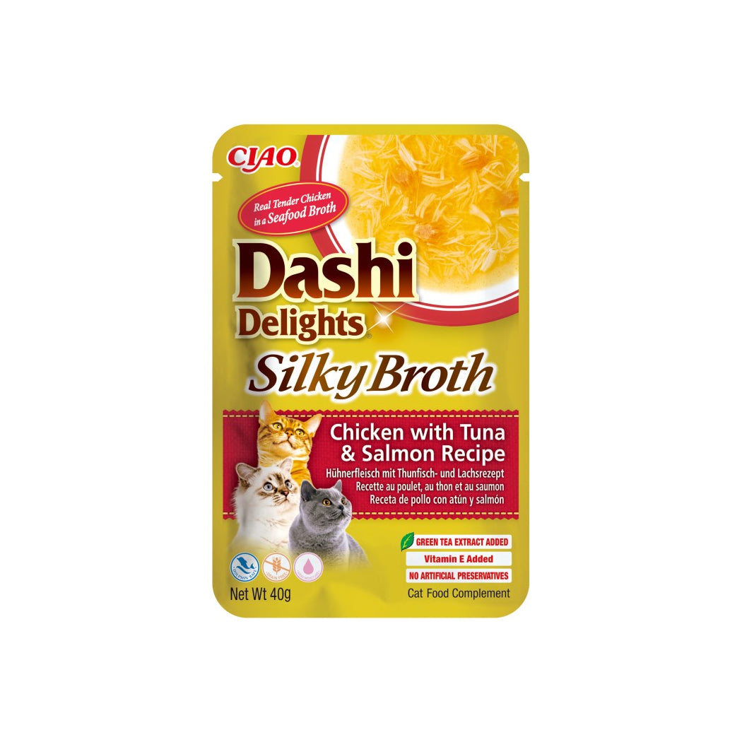 CHURU CAT DASHI SILKY BROTH POLLO, ATUN Y SALMON 40 GR