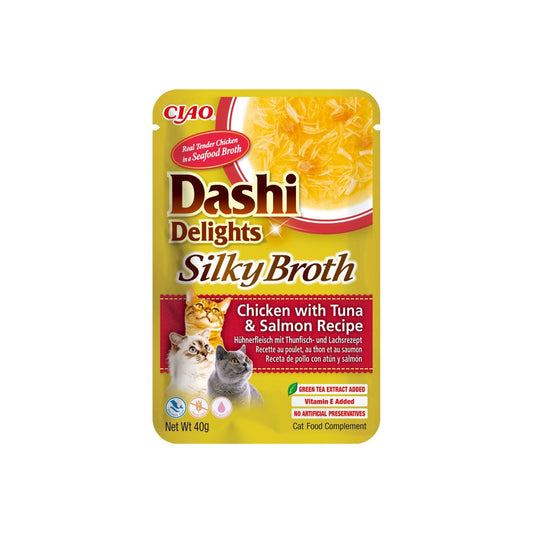 CHURU CAT DASHI SILKY BROTH POLLO, ATUN Y SALMON 40 GR