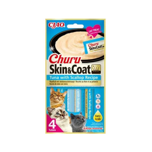 CHURU CAT SKIN AND COAT ATUN CON VIEIRA 4 X 15GR