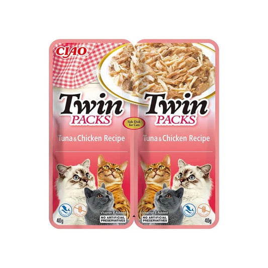 CHURU CAT TWIN PACK ATÚN Y POLLO EN CALDO DE ATÚN 2 X 40GR