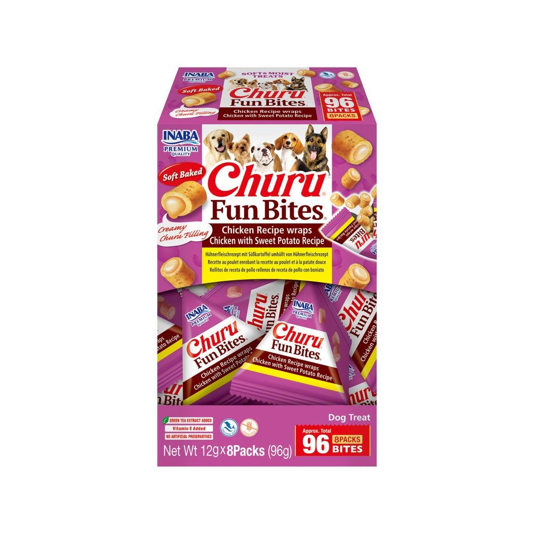 CHURU DOG FUN BITES POLLO CON BONIATO CAJA 12 GR X 8 PACKS (96 GR) EUD743