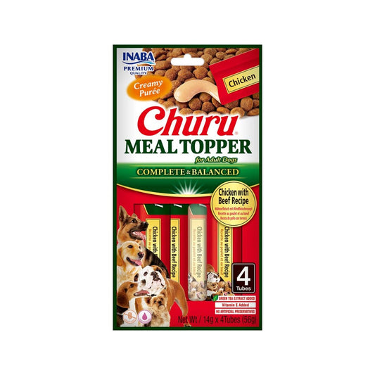 CHURU DOG MEAL TOPPER POLLO Y BUEY 4 X 14 GR