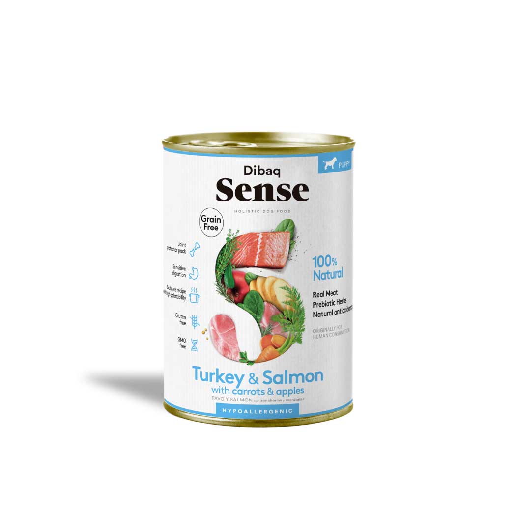 Dibaq Sense Lata Salmón y Pavo Cachorros 380g