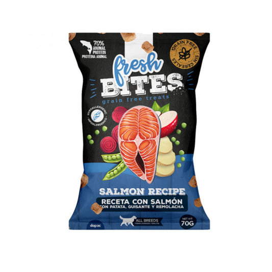 Fresh bites grain free snacks de salmón para perros 70 g