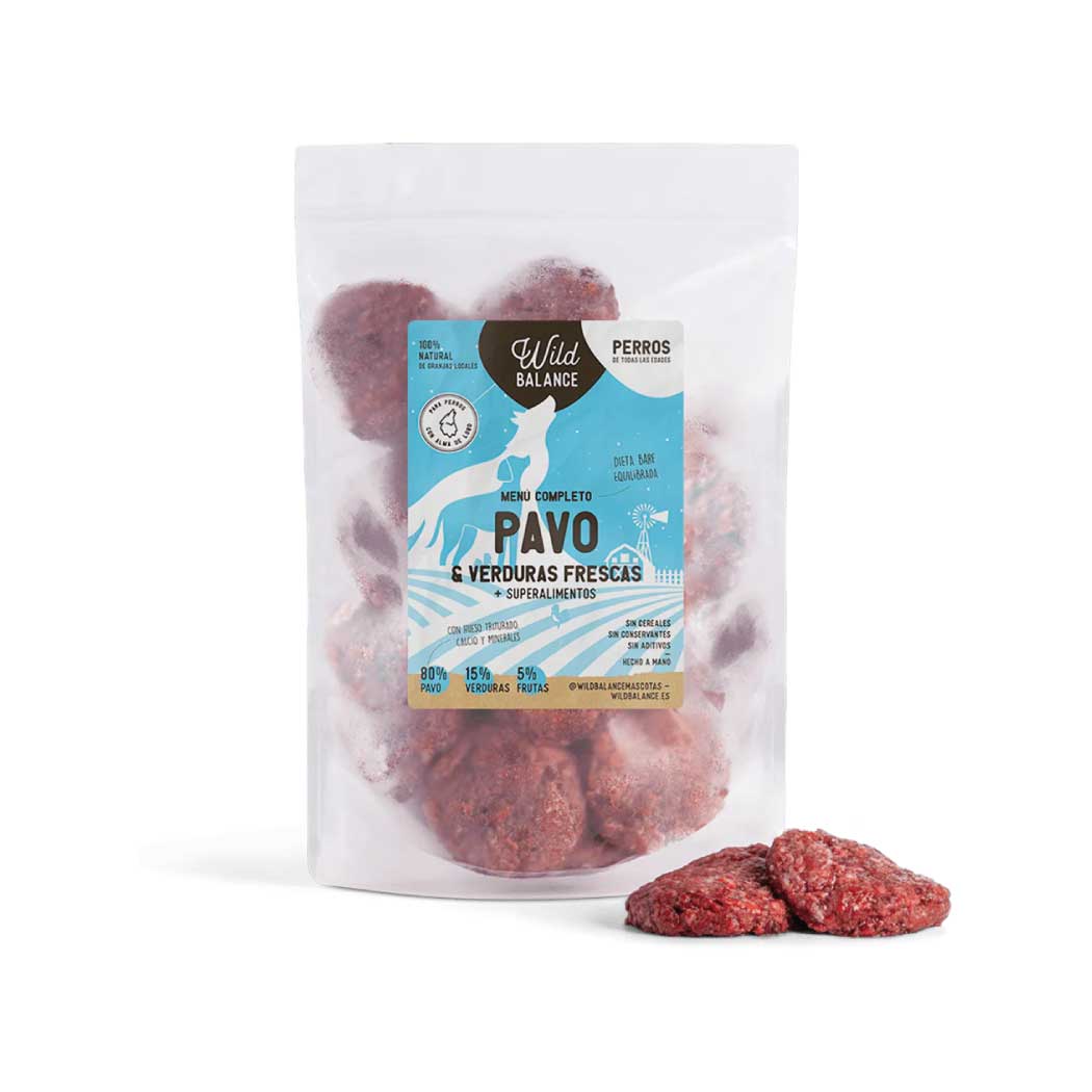 Menú BARF de Pavo con verduras frescas para perros