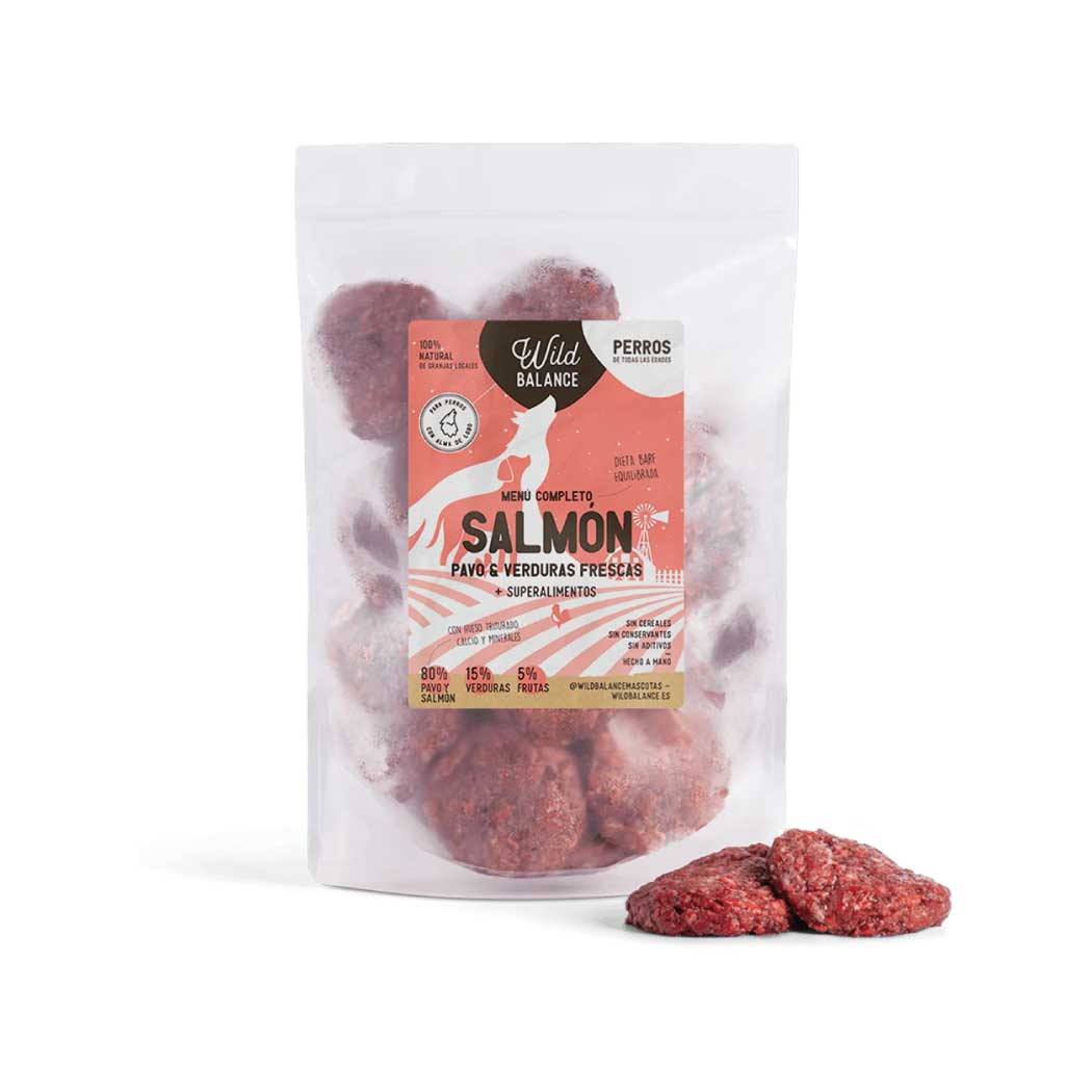 Menú BARF de Salmón con verduras frescas para perros