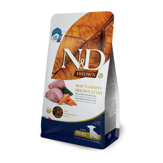 N&D Brown Puppy Mini con cordero, espirulina y zanahoria