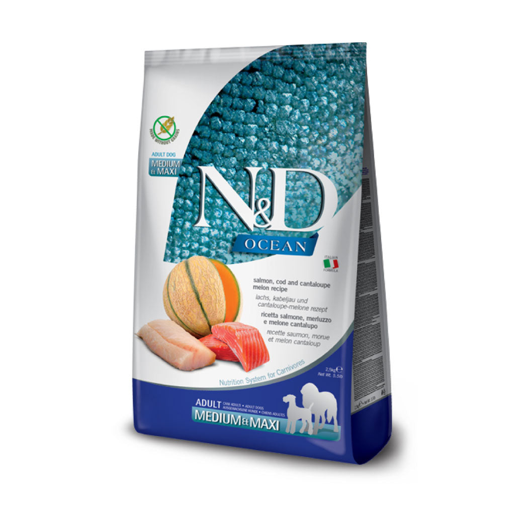 N&D Ocean Medium & Maxi con salmón, bacalao y melón
