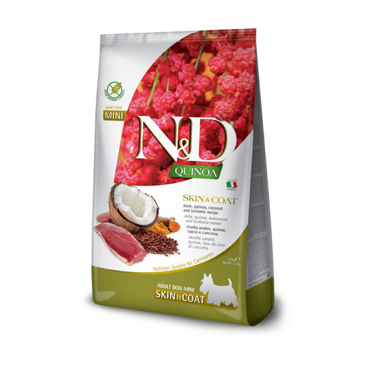 N&D Quinoa Skin & Coat Mini con pato, quinoa, coco y cúrcuma