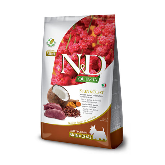 N&D Quinoa Skin & Coat Mini con venado, quinoa, coco y cúrcuma