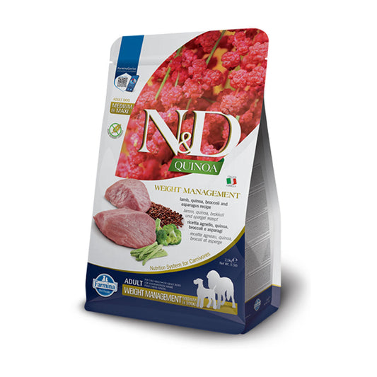 N&D Quinoa Weight Management Medium & Maxi con cordero, quinoa, brócoli y espárragos