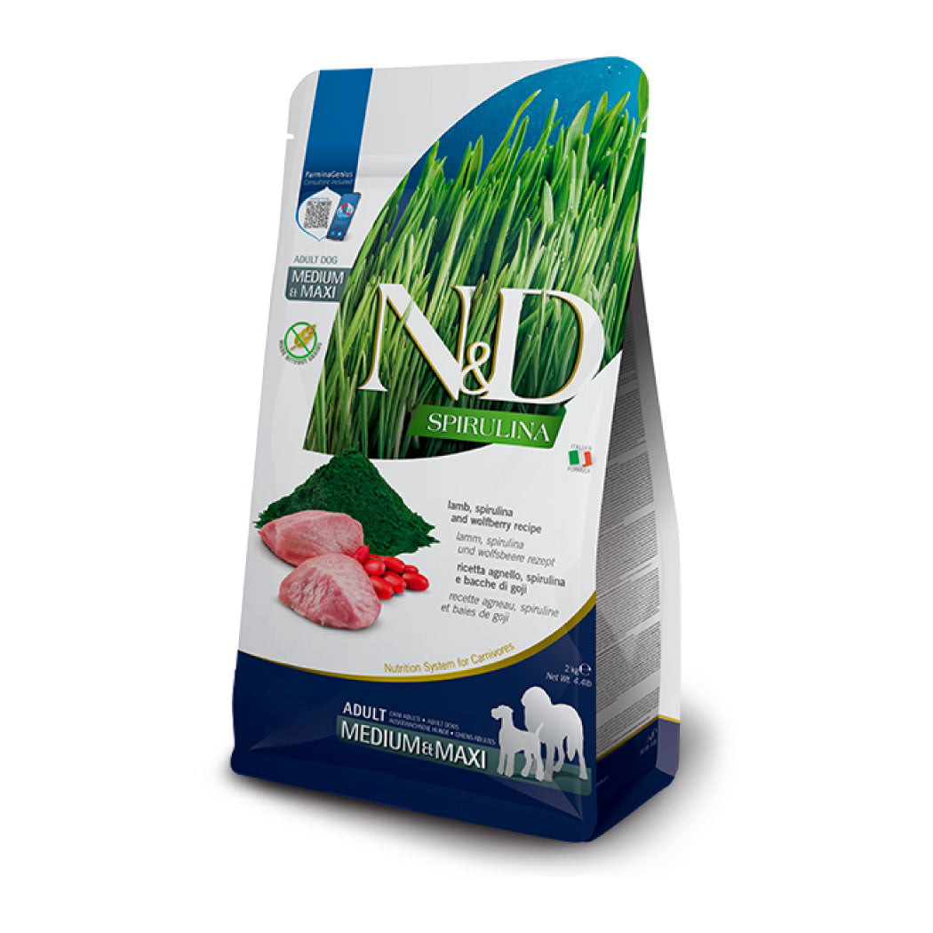N&D Spirulina Medium & Maxi con cordero, espirulina y bayas de goji