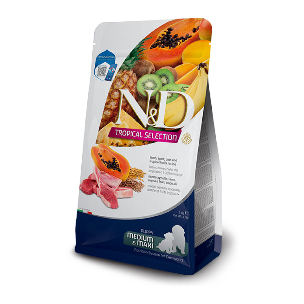N&D Tropical Selection canine Puppy Medium & Maxi con cordero, espelta, avena y frutas tropicales
