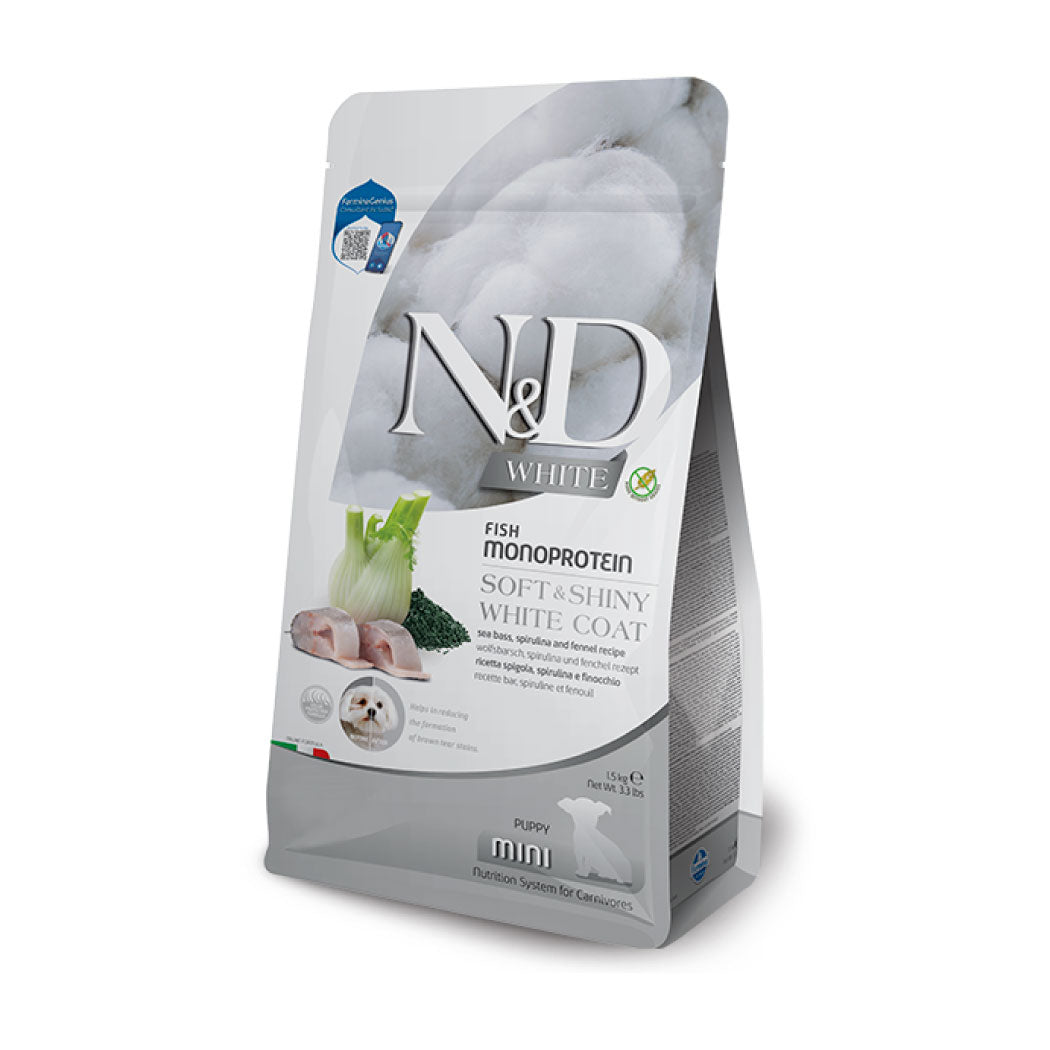 N&D White Puppy Mini con lubina, espirulina e hinojo
