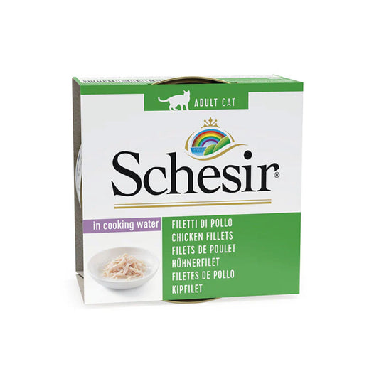 SCHESIR LATA GATO ADULTO FILETES DE POLLO EN AGUA 85G ALIMENTO COMPLEMENTARIO