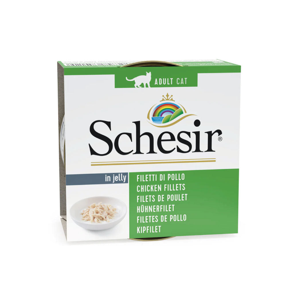 SCHESIR LATA GATO ADULTO FILETES DE POLLO EN GELATINA 85G ALIMENTO COMPLEMENTARIO