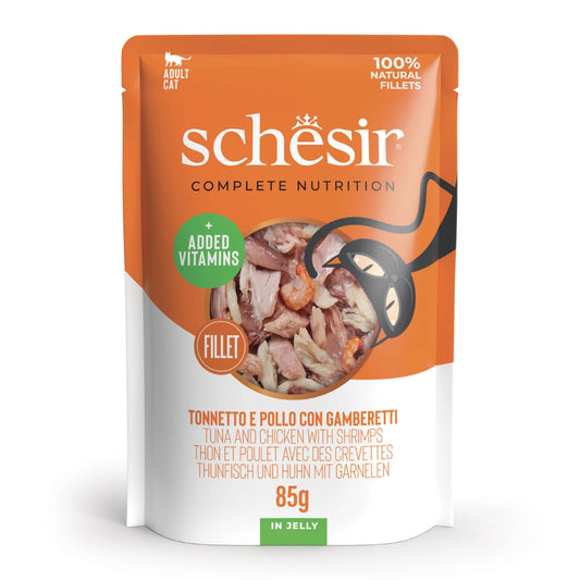 Schesir Atún Pollo Gambas pouch en gelatina 85g