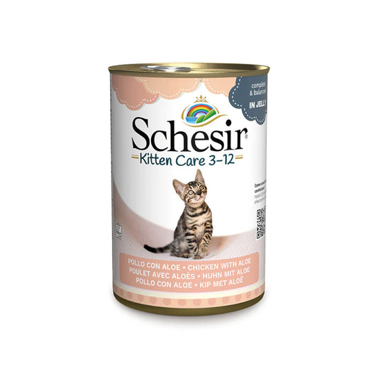Schesir lata gato Kitten Care Pollo con Aloe 3-12 mini filetes en gelatina 140g