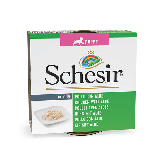 Schesir lata perro Puppy Pollo Con Aloe 150g