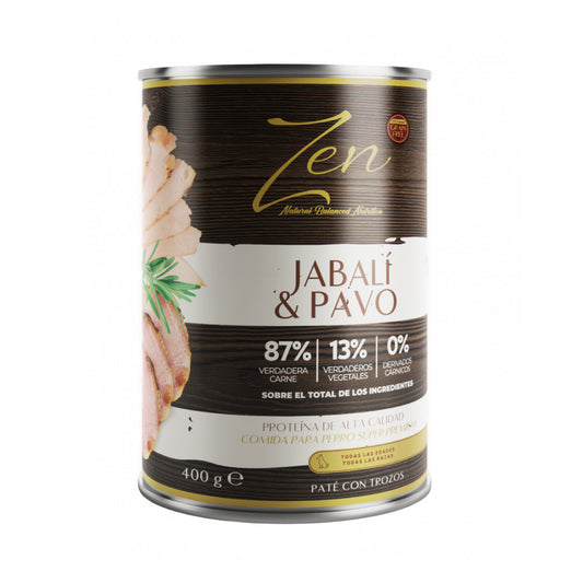 Zen Paté con trozos de Jabalí y Pavo 400g