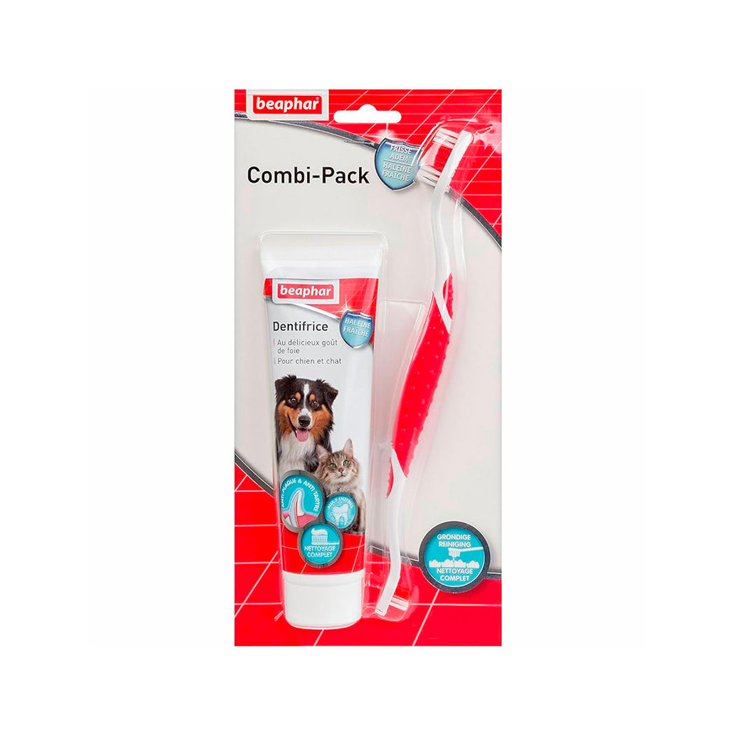 Crema dental para perros y gatos de Beaphar 100g con cepillo dental