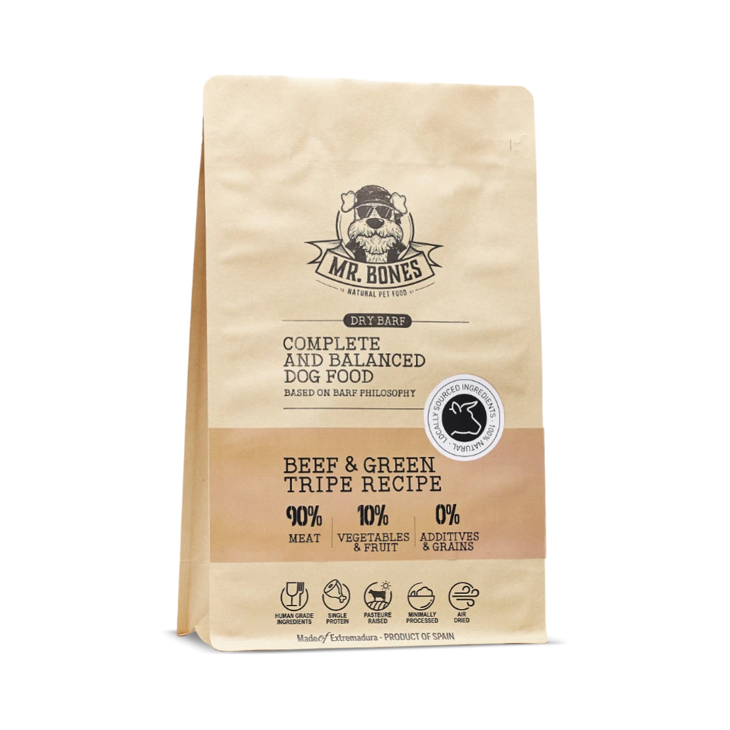 Mr Bones Dry BARF Receta Ternera y Tripa Verde